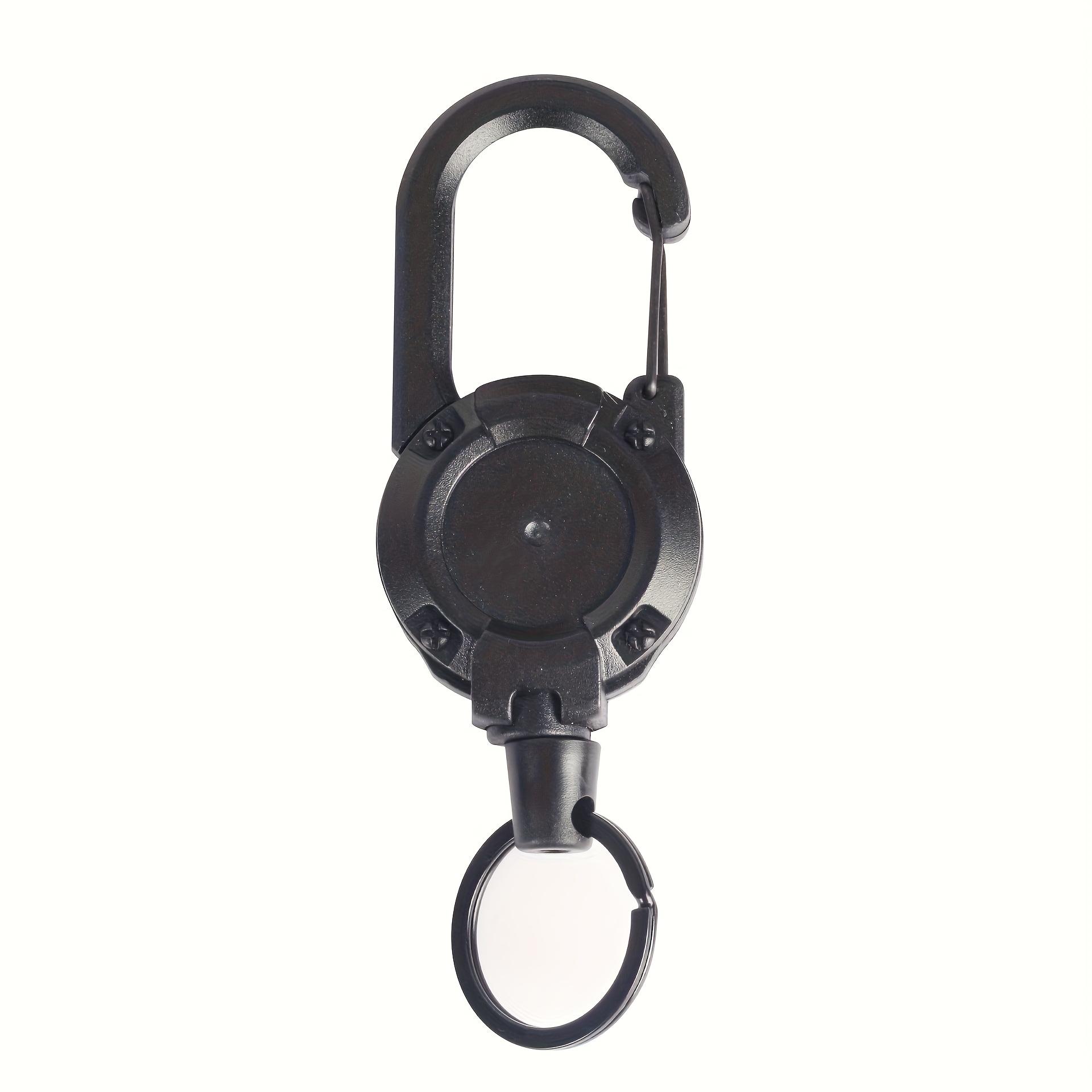 1 porte-clés rétractable robuste pour l extérieur | Câble en acier surdimensionné et durable, boucle de connexion en métal noir
