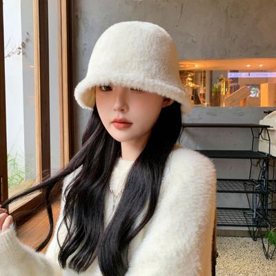 Hut Damen Winter neu Plüsch Bucket Hat warm Mode Imitation Nerz vielseitiger Bucket Hat