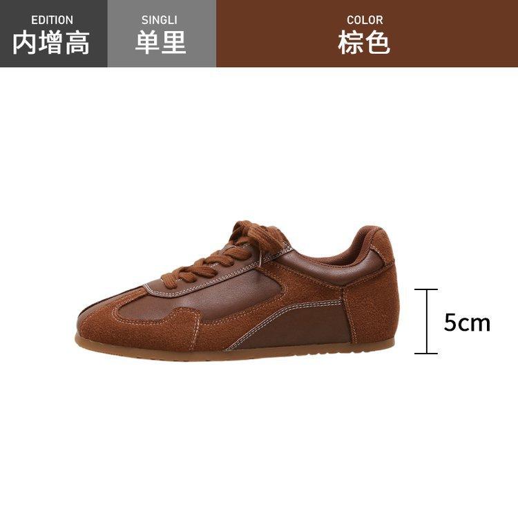 

BK popular retro contrasting color round square head inner height increase German training shoes women s 2025 autumn casual Forrest Gump board shoes 40 светло-коричневого