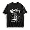 Vintage Motorcycle Print Casual Tee Cool Street Style Top For Men Pure Cotton T-shirt