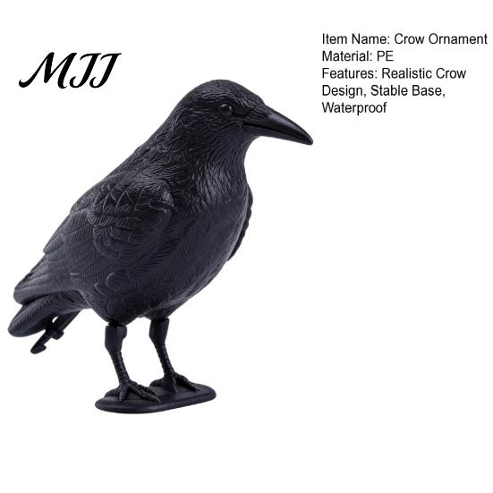 Window Decoration Crow Realistic Design Ornament, with Feather Texture Statue Texture, Stable Base Waterproof Sun-Resistant Gothic