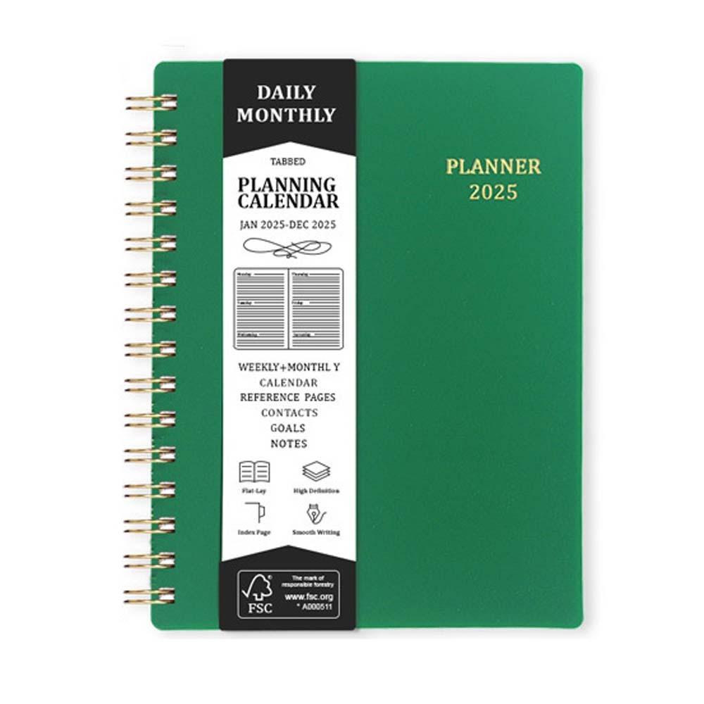 

Блокнот-планировщик А5 с индексными вкладками, ежедневник, расписание, блокнот, планер на 2025 год, школьный зелёный