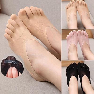 Women Cotton Blend Lace Antiskid Invisible Low Cut Socks Toe Ankle Sock