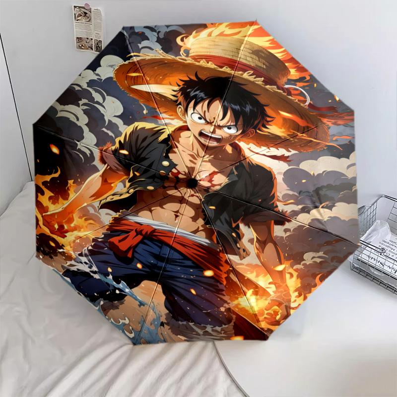 1 PC Automatic Folding Umbrella - One Piece Monkey D Luffy Pattern Portable Foldable Design With 8 Ribs Christmas Birthday Gifts