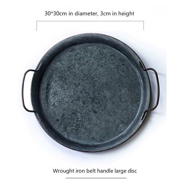 Prop Bread Tray Make Old Wrought Iron Painting for Market Storage Tray Home Photo Round Tray Decoration