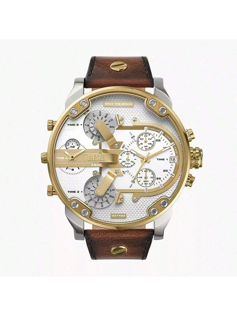 Diesel Gold Black Dial Stainless Steel Strap Men s Quartz Movement DZ7483 серебряный