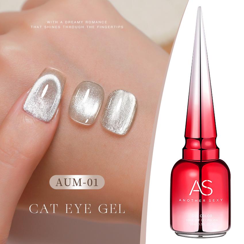 Champagne Cat Eye Gel Nail Polish - Whitening Manicure for Autumn/Winter