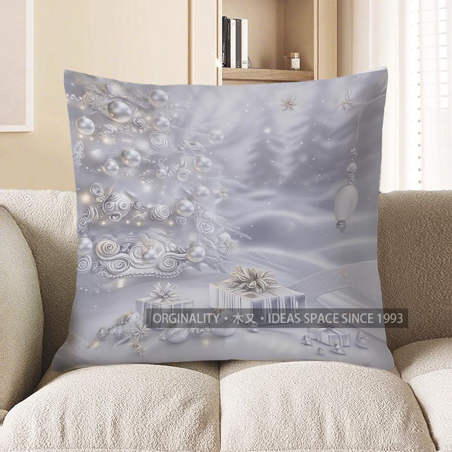 Home Decor Christmas Fireplace Scene Decorative Pillow Cover Pattern Cushion Cover Suitable for Sofa Bedroom Car Pillow Cover