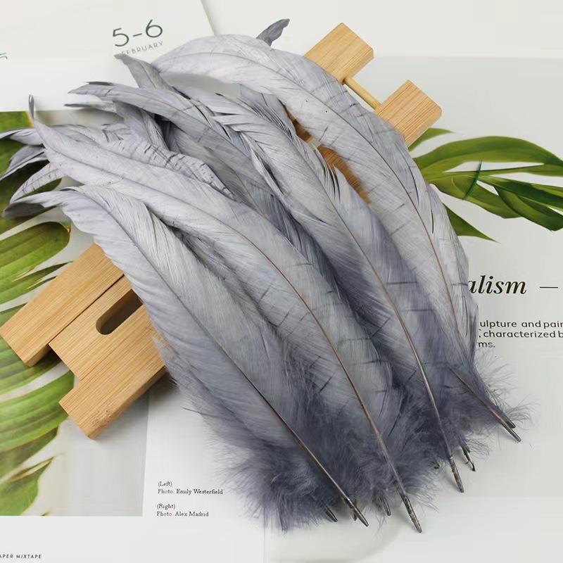 50Pcsdiy Handmade Feathers Long Feathers Off White Purple Tail Jewelry Accessories Mask Handicrafts Clothing Accessories