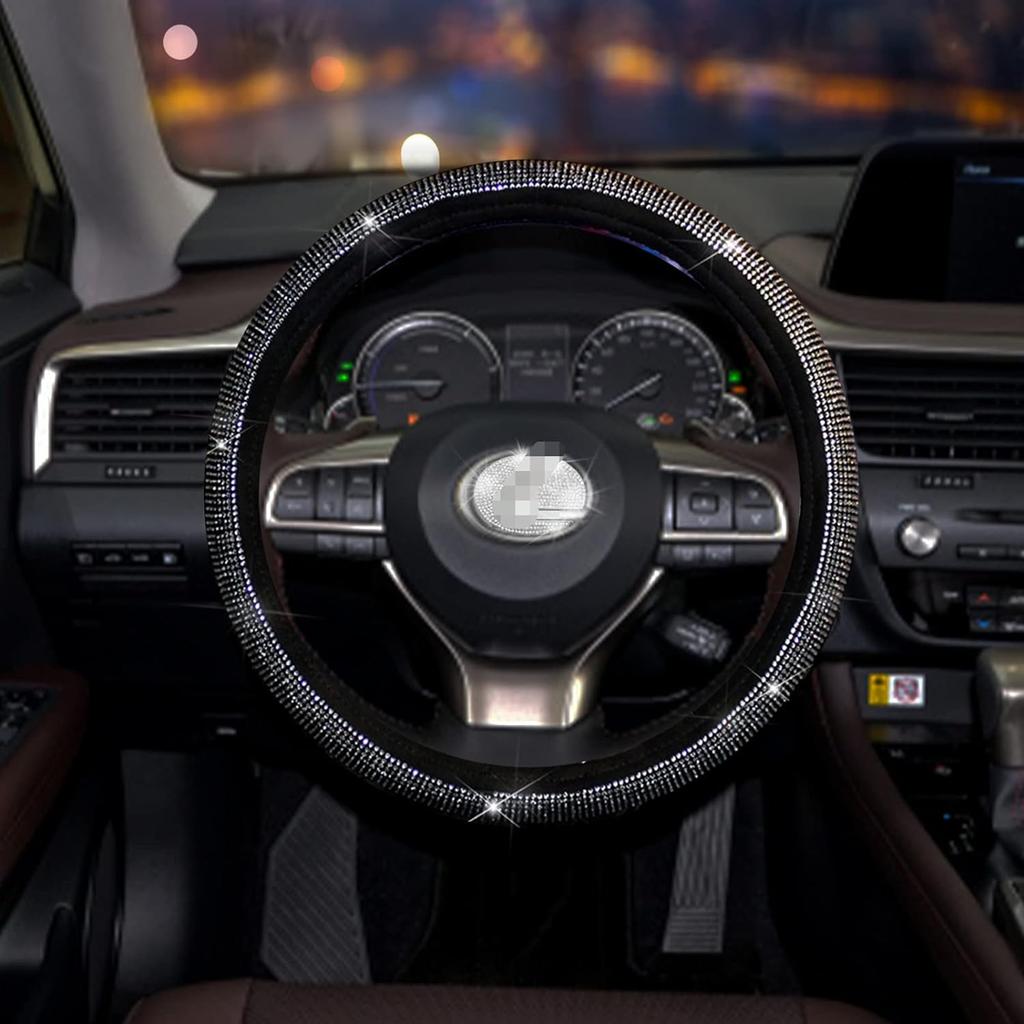 Steering Wheel Cover for Women Bling Crystal Diamond Sparkling Car Accessories Fit for ES RX LS Is CT LX GS LC RC GS-F RC-F Rhinestone Decals