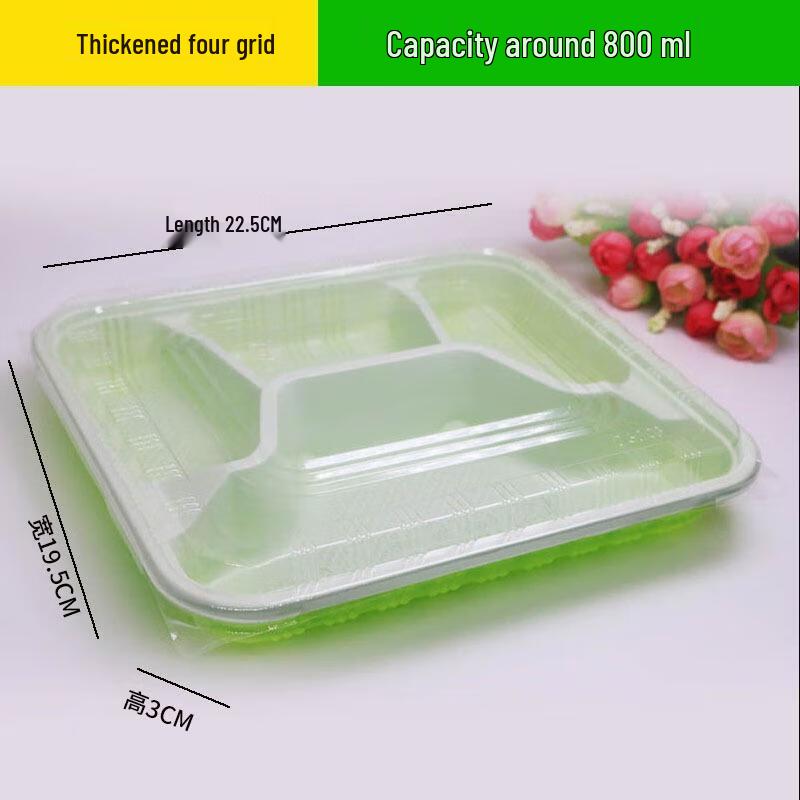 JINGRX Disposable 4-Compartment Lunch Box Set
