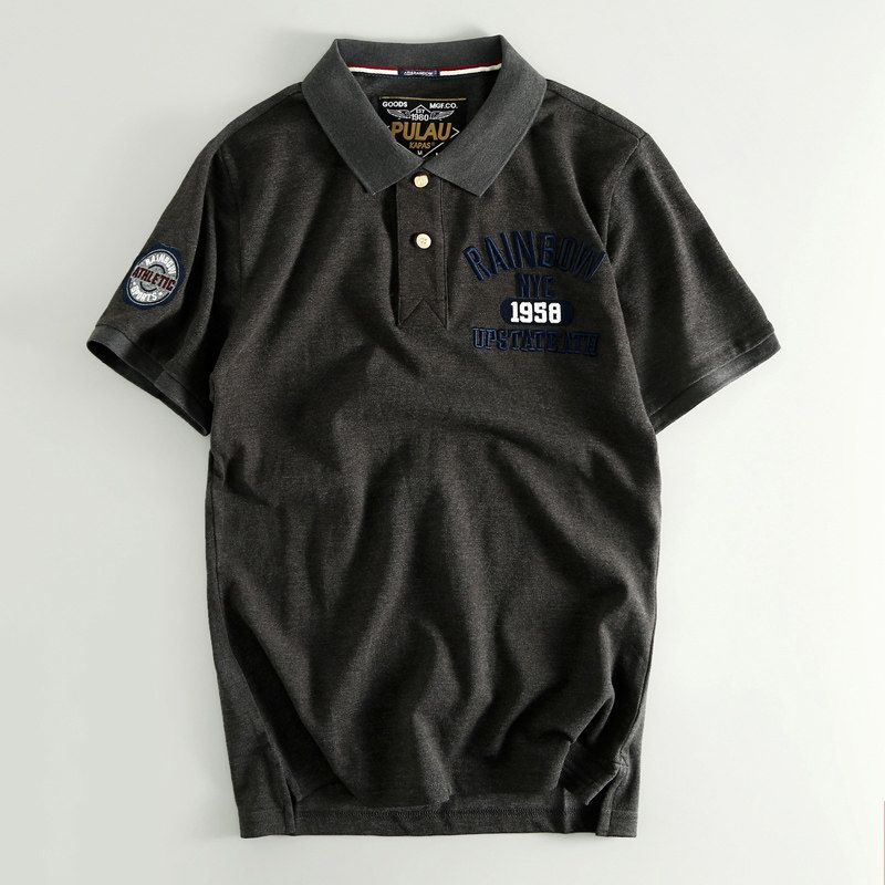 Japanese Japanese Style Export Export Tail Single Cut Label Men s Summer Lapels Polo Shirt Big Brand OEM Goods Withdraw from Cupboard T-Shirt Tide Dark Gray XL