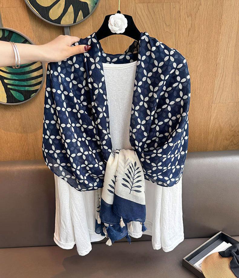 Women S Floral Printed Polyester Scarf For Air Condition Room Travel Sun Protection