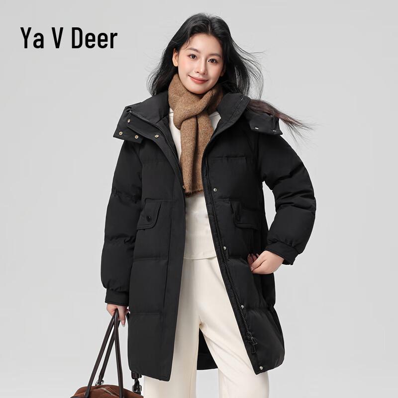 Yalu Women's 2025 Winter Thick Mid-Length Hooded Down Jacket