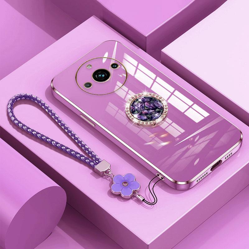 

Realme11 Case with Lanyard,Luxury Diamond Holder Case For OPPO Realme 11 pro plus C53 C55 C35 Cover Cases Realme 11 Stand Ring Realme c35&Case & Holder лавандовый