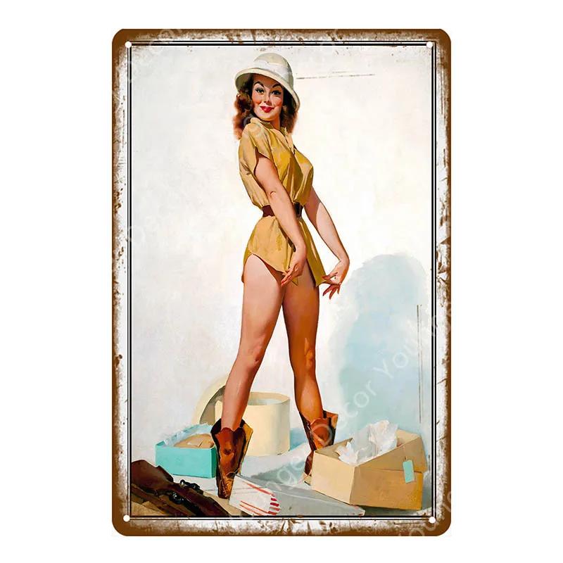 Металлическая табличка Pin Up Sexy Lady Россиянка Металлический постер Настенная табличка Фестивальное украшение Паб Магазин Ресторан Дом Декор для спальни YJ231 20x30cm