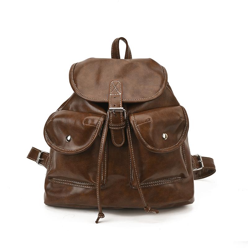 

2025 Новая дизайнерская мода Женский кожаный рюкзак Маленький Мягкий Многофункциональный Маленький Рюкзак с клапаном Женский Дамский Наплечная сумка Девичья Сумочка коричневый