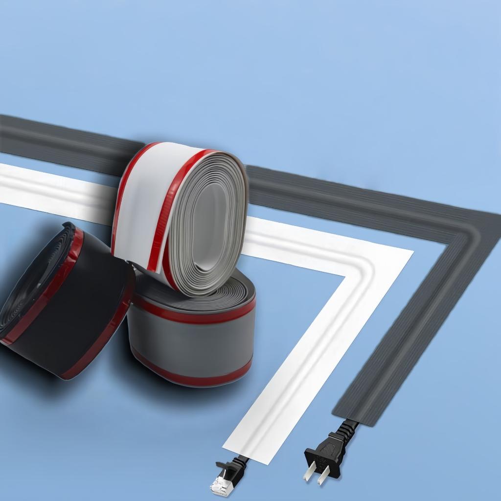 1PC 1m/39.37in High Quality Soft Cord Cover Durable Flexible Wire Cover PVC Cable Management Floor Cable Cover Indoor