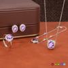 Natürlicher Edelstein Schmuckset S925 Sterling Silber Halskette Ohrringe Damen Granat Topas Kristall Frisch Hochwertiger Schmuck