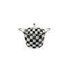 Piatto piano in ceramica a scacchi bianco e nero Tazza da caffè e piattino in bone china Piatti per cibi occidentali Stoviglie eleganti per la casa Tazza