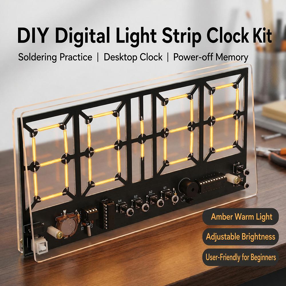 DIY Soldering Practice Kit 4-Digit Digital Light Bar Clock Kit with Lighting Adjustment Soldering Projects DIY Electronic Kits