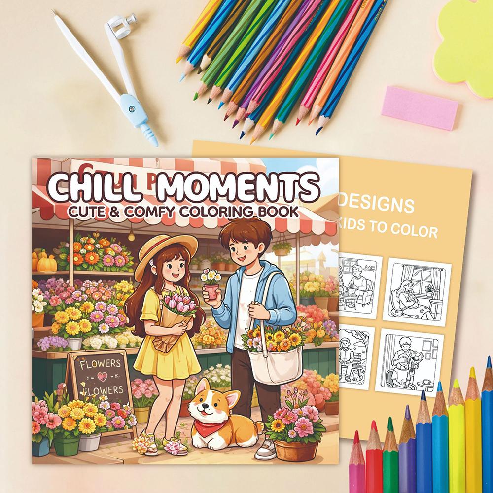 24 page Coloring book for stress relief, warmth and comfort, couple love, character coloring, drawing book