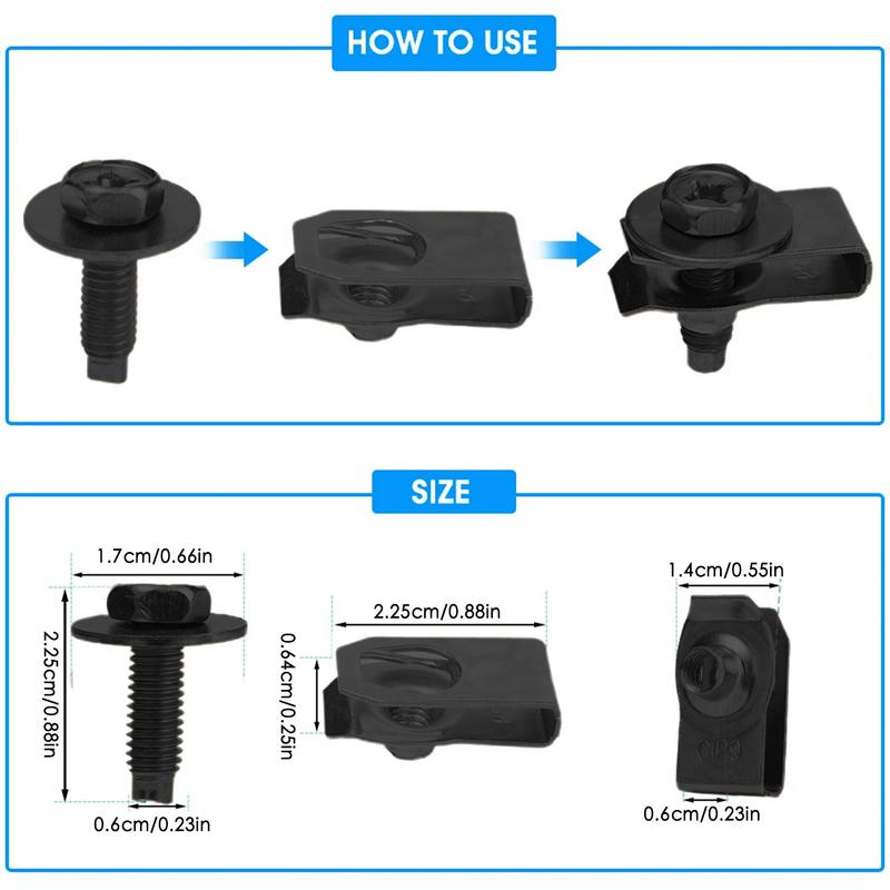 Car Clips For Bumper Bolts Nuts Retainer Clips Bumper Clips 20X U-Shaped Car Clips Fasteners Retainer Kit Automotive Clips M4