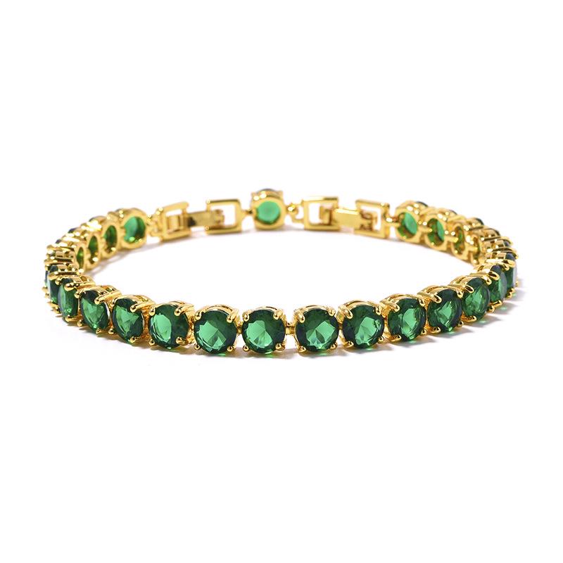 Platinum-Plated Multi-Color Zircon Bracelet - 6mm Diamond Accent for Women