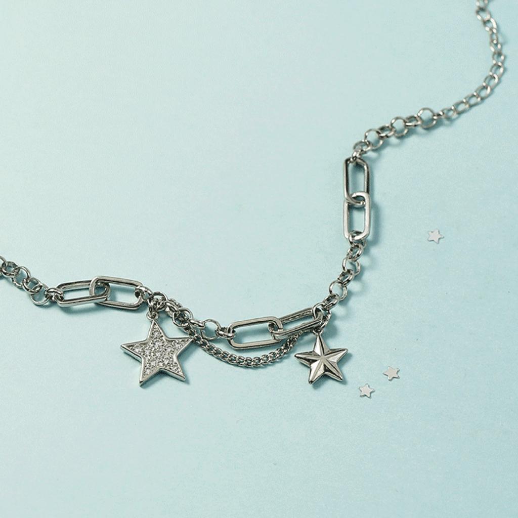 Ins Cold Wind Hip-hop Trend Simple Bracelet Shiny Star Copper Bracelet Pentagram Cool Girl Temperament Fashion Jewelry
