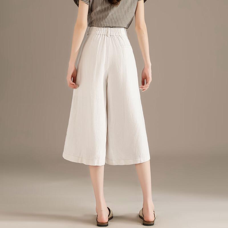 RAIN.CUN Women's Thin Tencel Linen Blend Straight Capri Pants