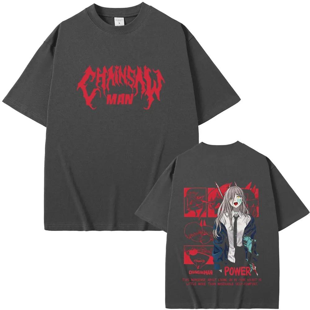 2026 Anime Chainsaw Man T-shirt Fans Gift Power Graphic T Shirts Men Women Manga Vintage Oversized Streetwear Male Fashion Streetwear