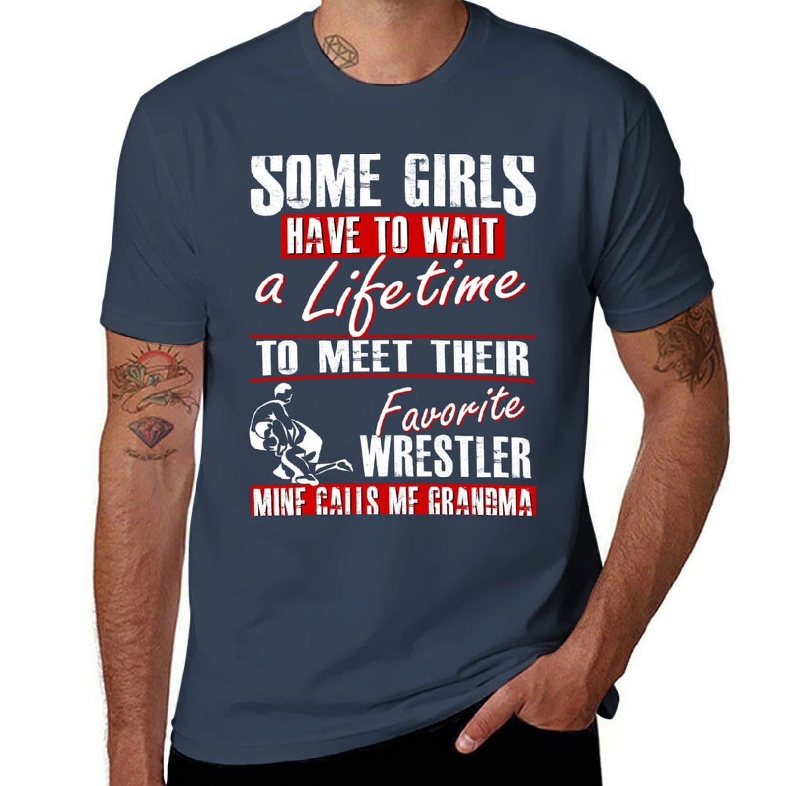 My Favorite Wrestler Calls Me Grandma TShirt Casual Soft Cotton Short Sleeve Tee S