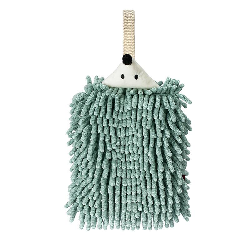 Cartoon Hedgehog Hand Towel With Hanging Loop For Kids Bathroom Use