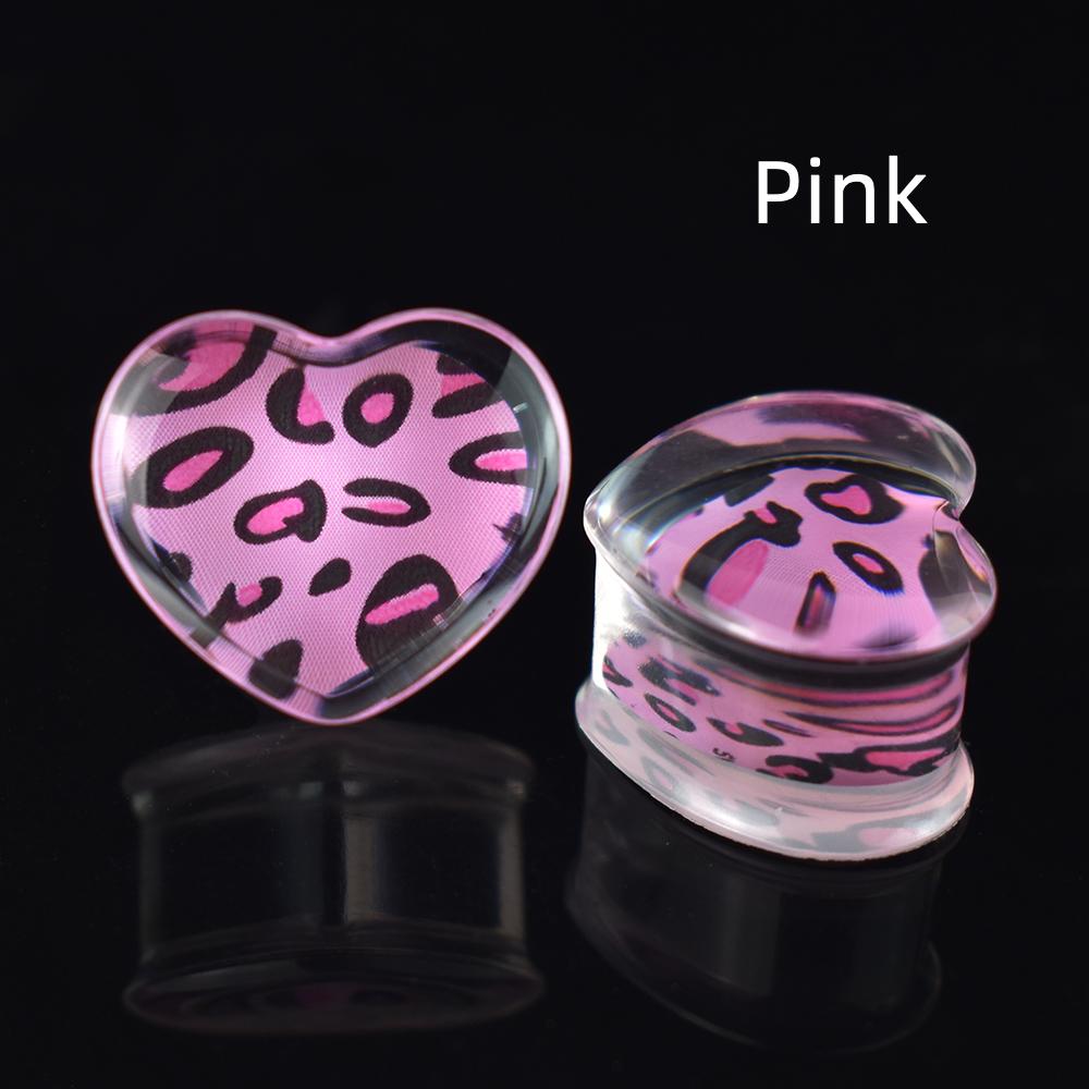 

2 шт. 8-30 мм сексуальные леопардовые вилки для ушей в форме сердца, туннели, расширитель для ушей, украшения для тела для женщин и мужчин 30mm розовый