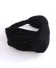 VINGTAINE Velour Black Turban Cross Hair Hairband, Hairband, Wide, Voluminous, Accessory, HB-96