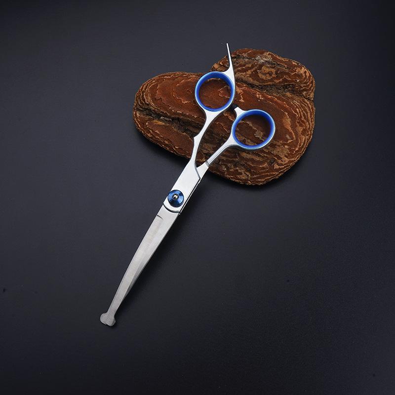 All-Steel Pet Grooming Scissors Set: Flat-Tooth & Curved Trimmers for Dog Hair Care.