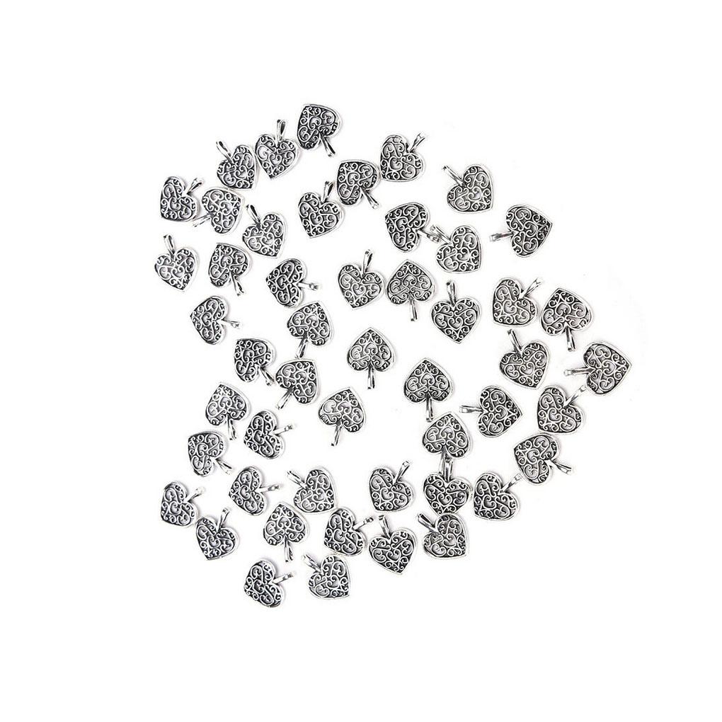 50Pcs Hollow Heart Pendant Necklace Bracelet Alloy Pendant Jewelry Decoration