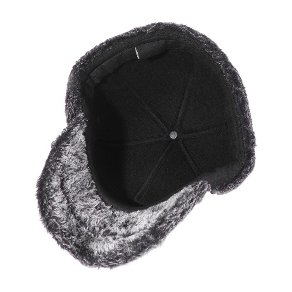 Plush Men Baseball Cap Thicken Earflaps Caps Simple Snapback Cap  Winter