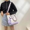 Chic Street Style Women's Canvas Bag 2024 New Colorblock Large Shoulder Bag