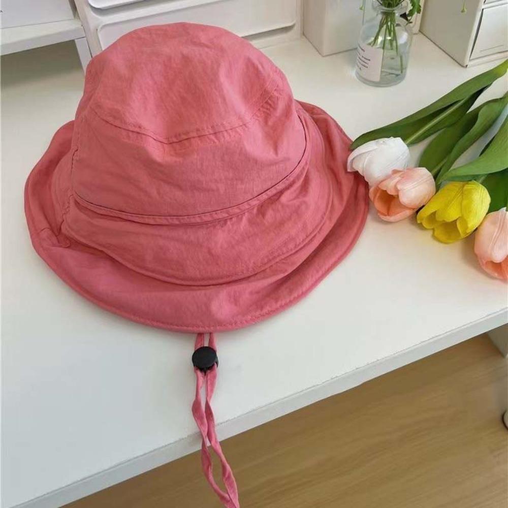 Pleasantly Cool Quick Drying Fisherman Hat Windproof Rope Foldable Basin Cap Women