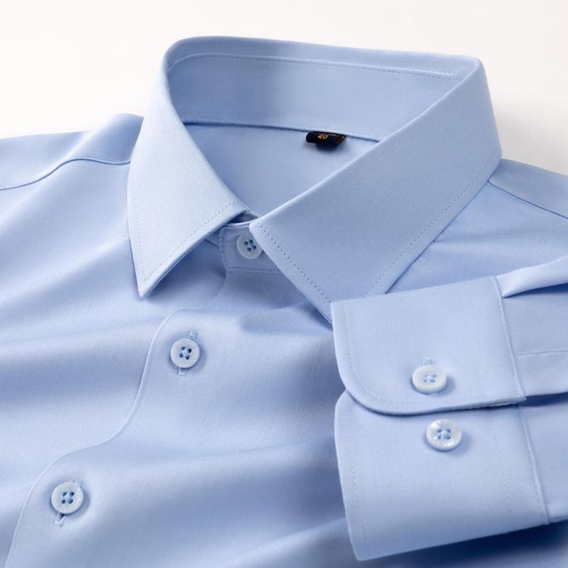 New Anti-Wrinkle Mens Shirts Long Sleeve Dress Shirts For Slim Fit Camisa Social Business Blouse White Shirt Blue Shirt