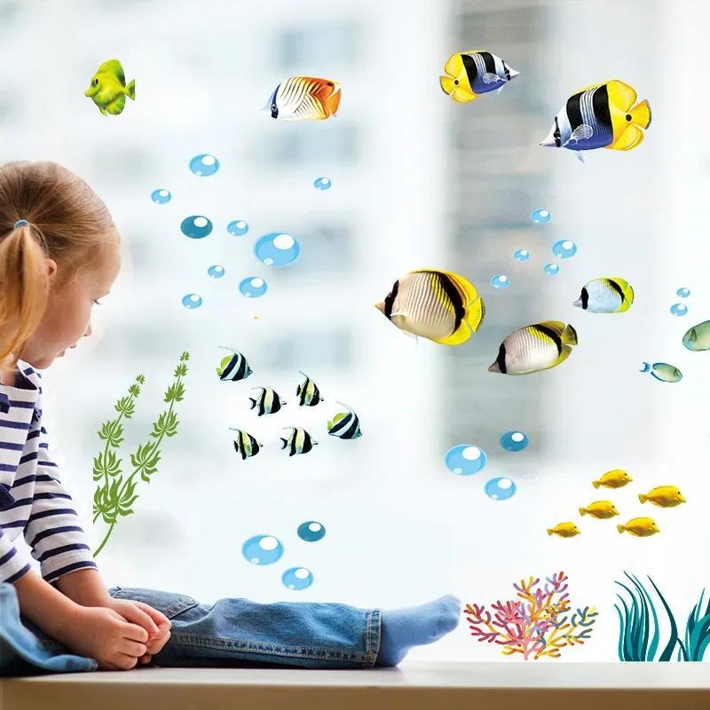 New Underwater World Dolphin Creative Children's Room Kids Bedroom Bedside Decoration Wall Sticker Stickers