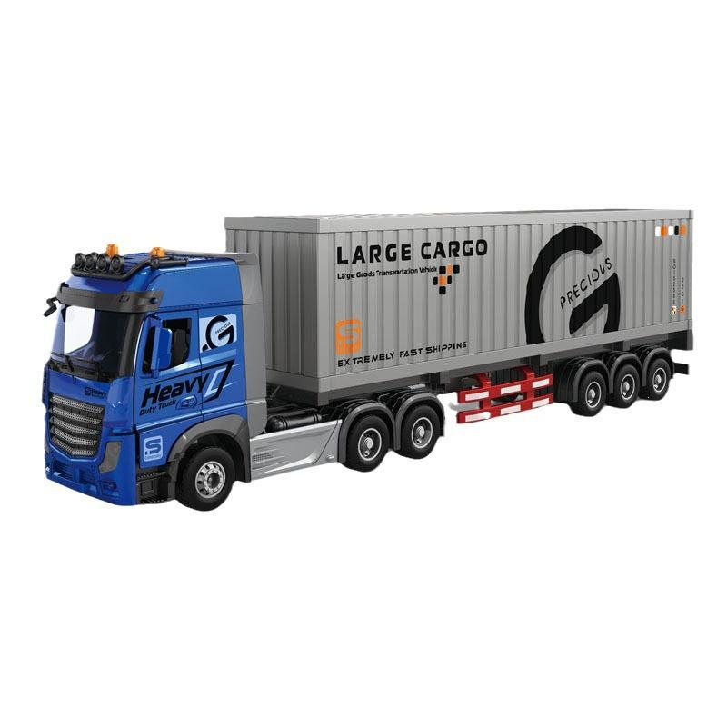 Remote Control Children's Alloy Truck with Music: Double-decker Transport, Openable Doors, Container, Oil Tank, Freight Toy.