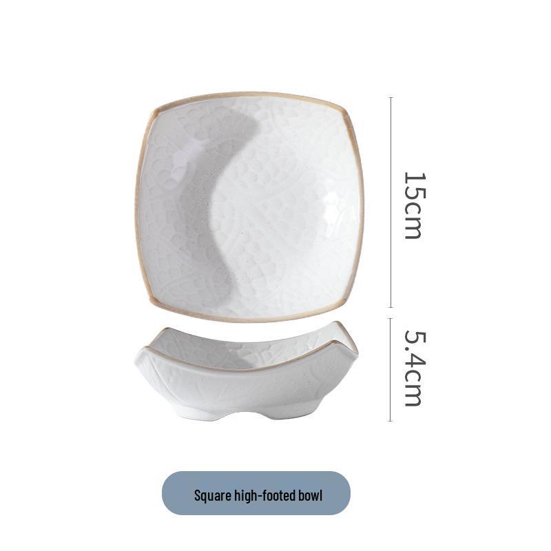 Japanese Irregular Square Glazed Ceramic Snack & Appetizer Plate, Tableware for Japanese Cuisine.