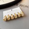 3Pairs Fashionable Creative Personalized C Shaped Water Droplet Bean Geometric Earring Combination Set For Women Jewelry Gift