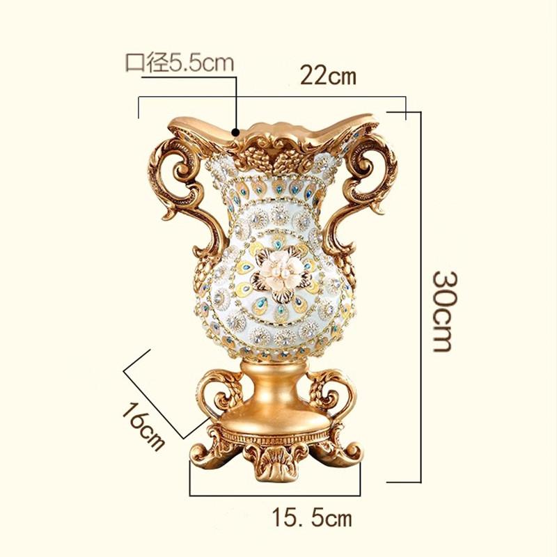 

European Retro Resin Double Ear Vase, Three-dimensional Dried Flower Arrangement, Living Room, Office Decoration, Home Decor