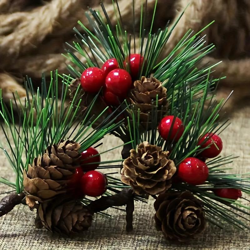 20PCS/10pcs Artificial Berry Picks, Holly Branches for Tree Decor, Pine Needle Branches,Mini Decoration