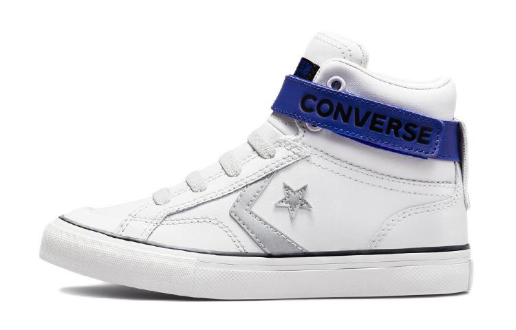 Converse Pro Blaze Strap Casual Abrasion Resistant High top Skateboard Shoes Silver Gray Kids  672123C 30