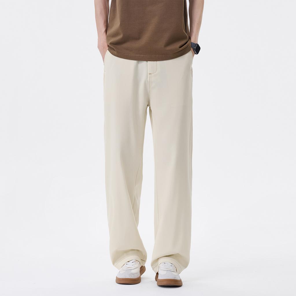 Summer new Tencel cool breathable casual pants men's American trendy brand loose wide-leg straight trousers