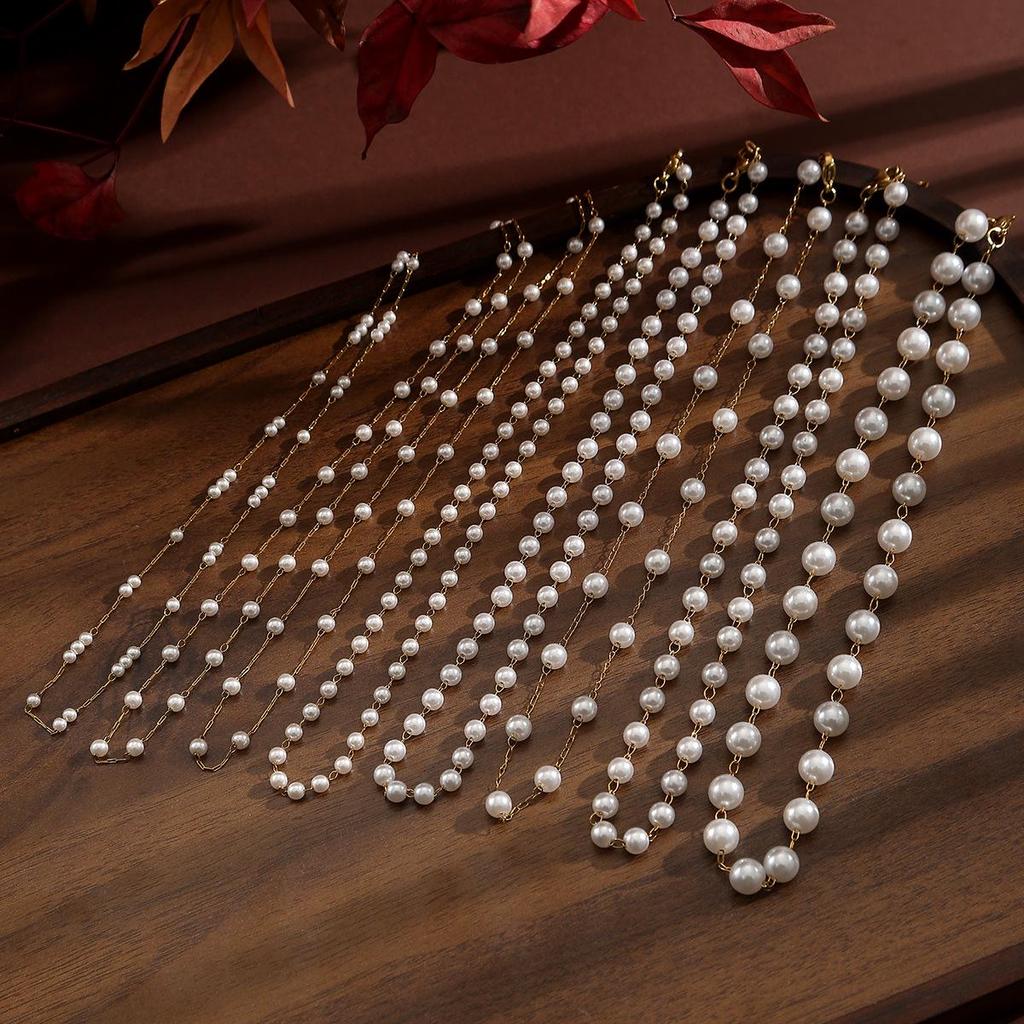 Retro Pearl Chain Necklace Set - Stackable, Versatile, and Fashionable Jewelry